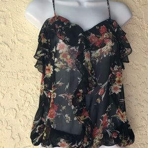 Sheer Floral Ruffle Tank Top - Forever 21